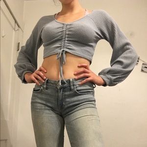 Long Sleeved Ruched Crop Top